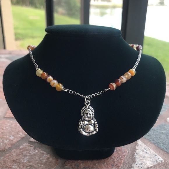 🔴SALE ! Genuine copper agate buddha boho necklace - Picture 2 of 8